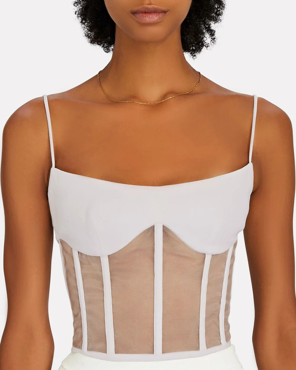 Intermix - Tulle-Trimmed Crepe Corset Top -