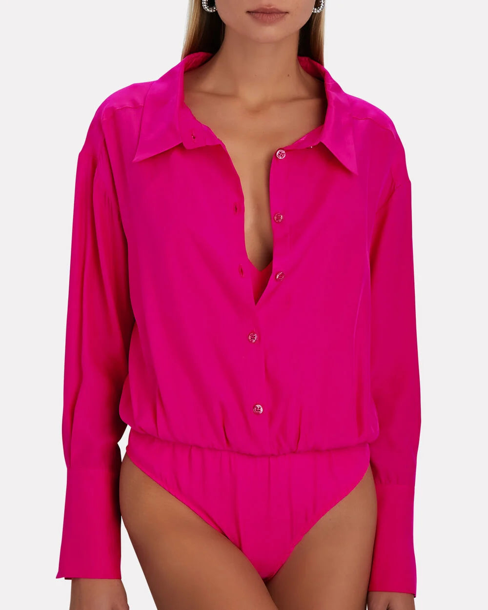 Intermix - Kura Silk Button-Down Bodysuit -