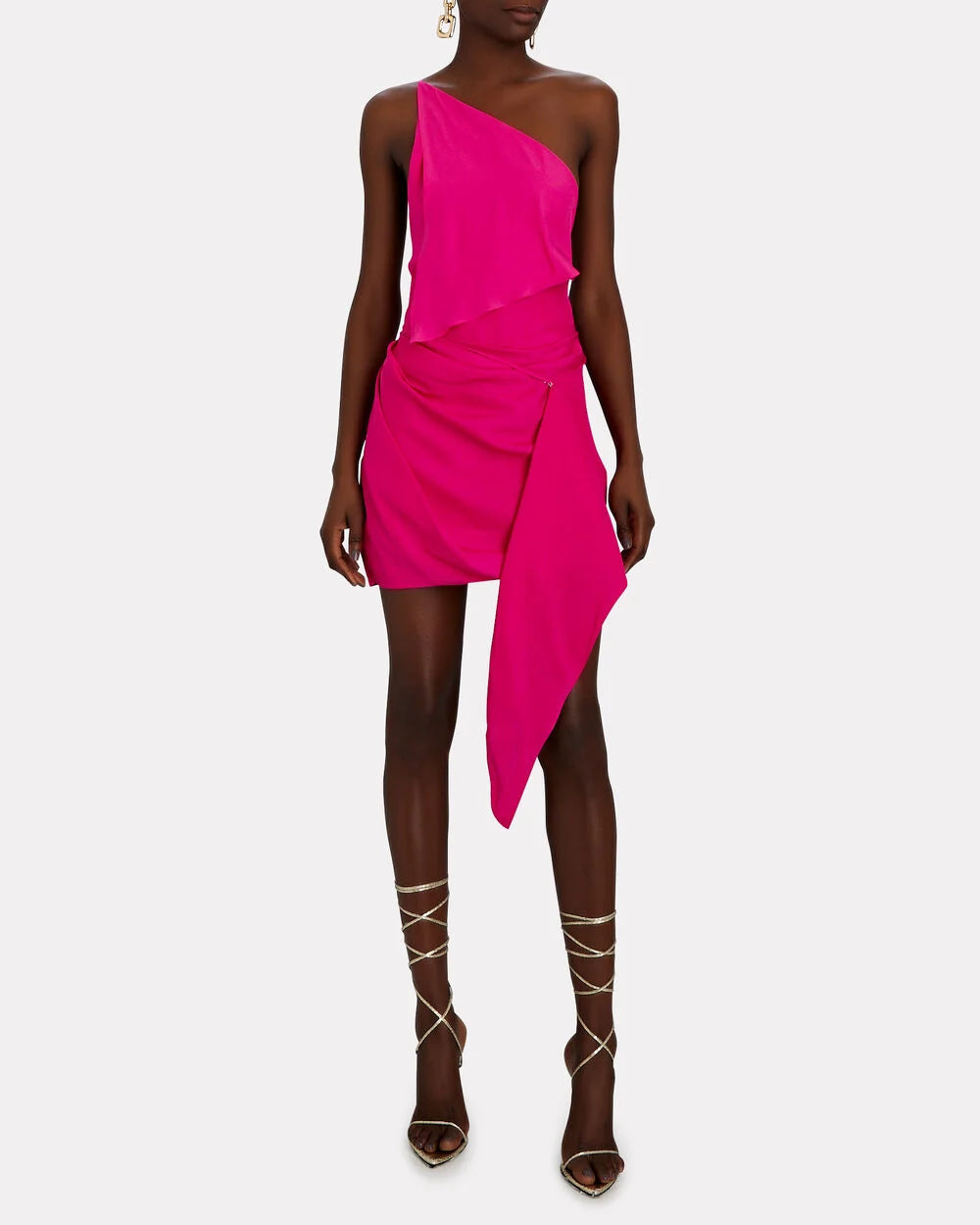 intermix pink dress Silk Midi Wrap Dress