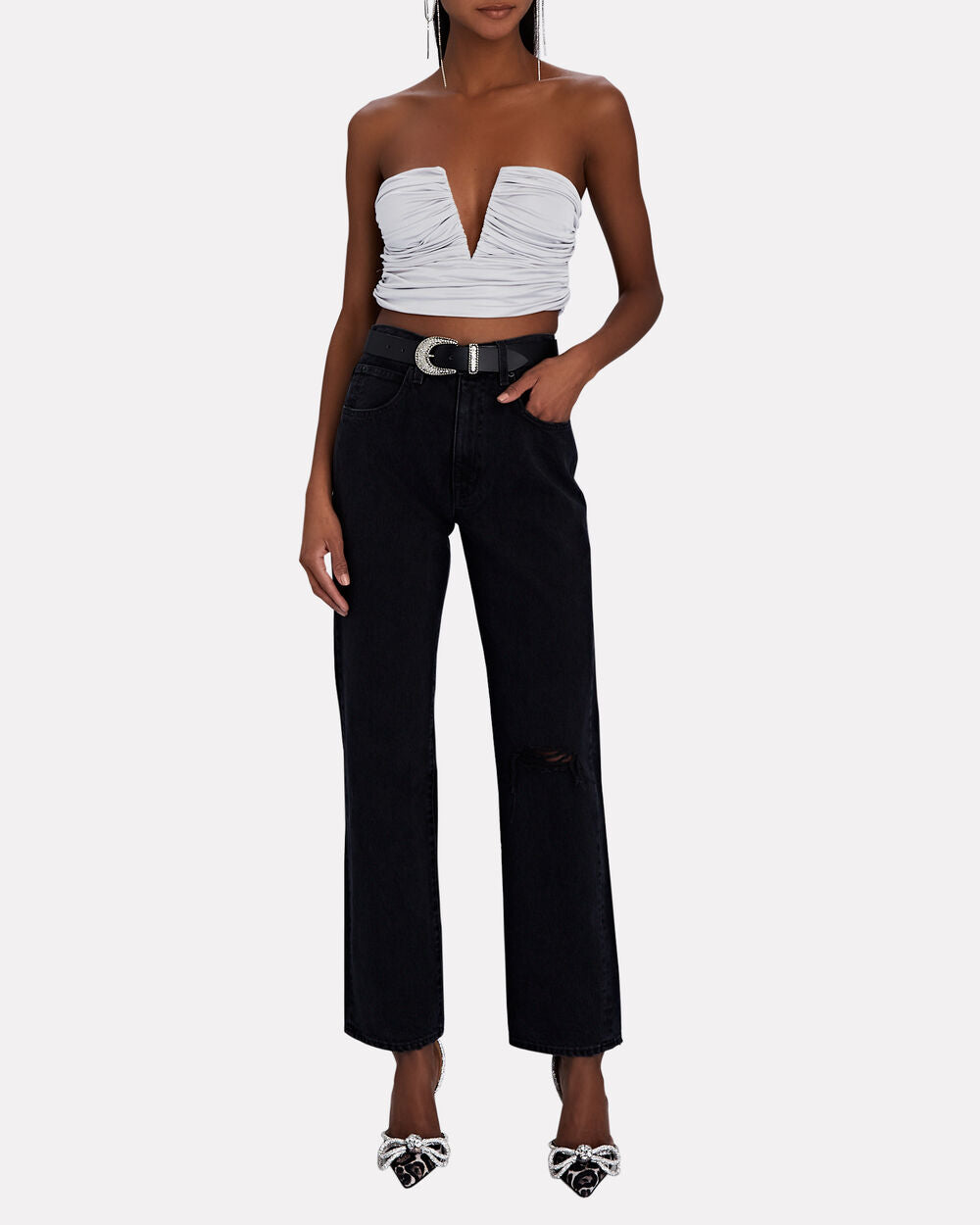 Intermix - Sesis Strapless Ruched Jersey Crop Top -