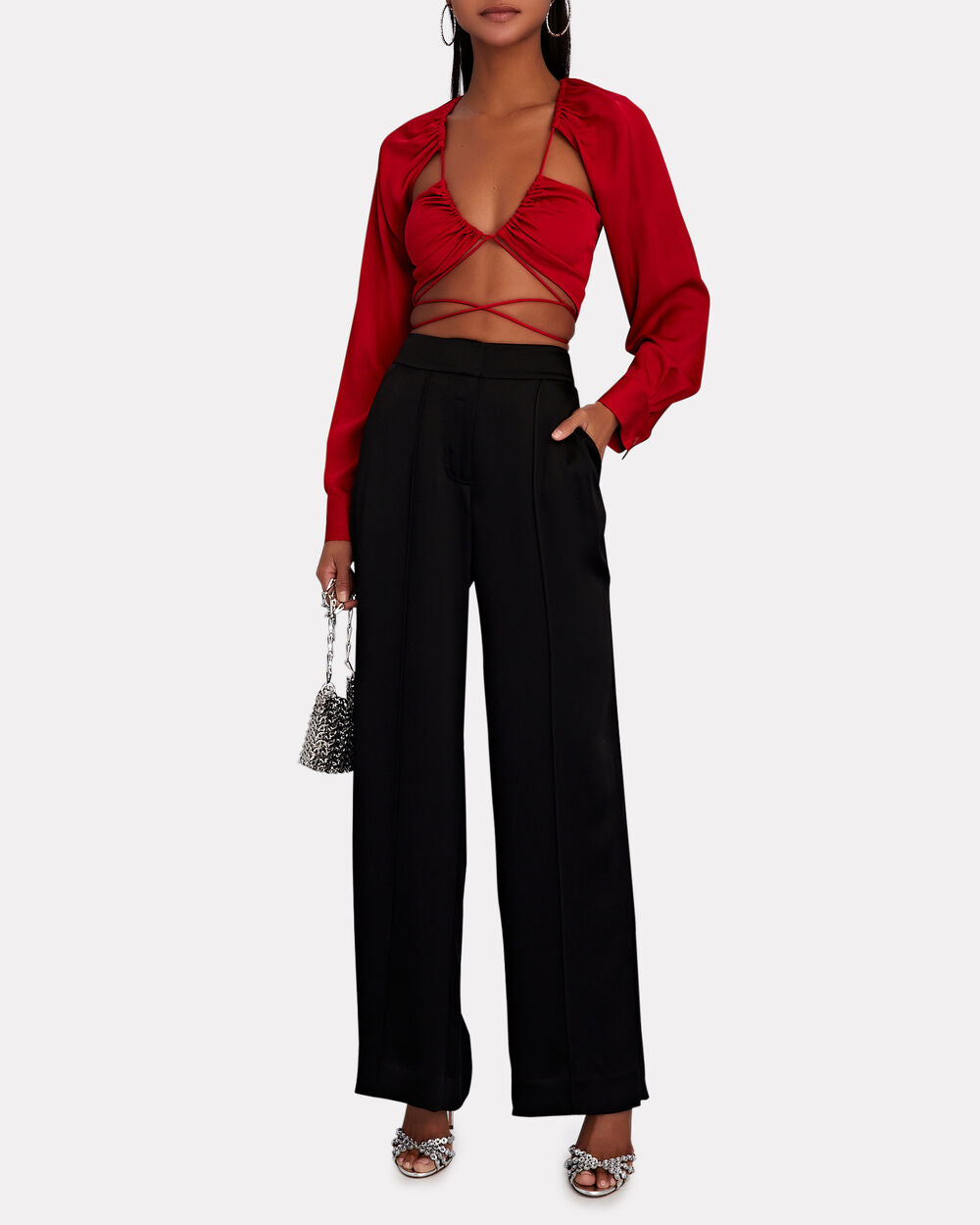 Intermix - Kyra Satin-Crepe Wide-Leg Pants -