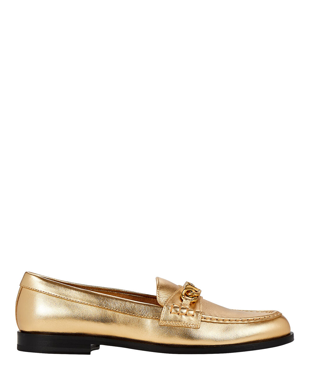 Intermix - Vlogo Chain Metallic Leather Loafers -