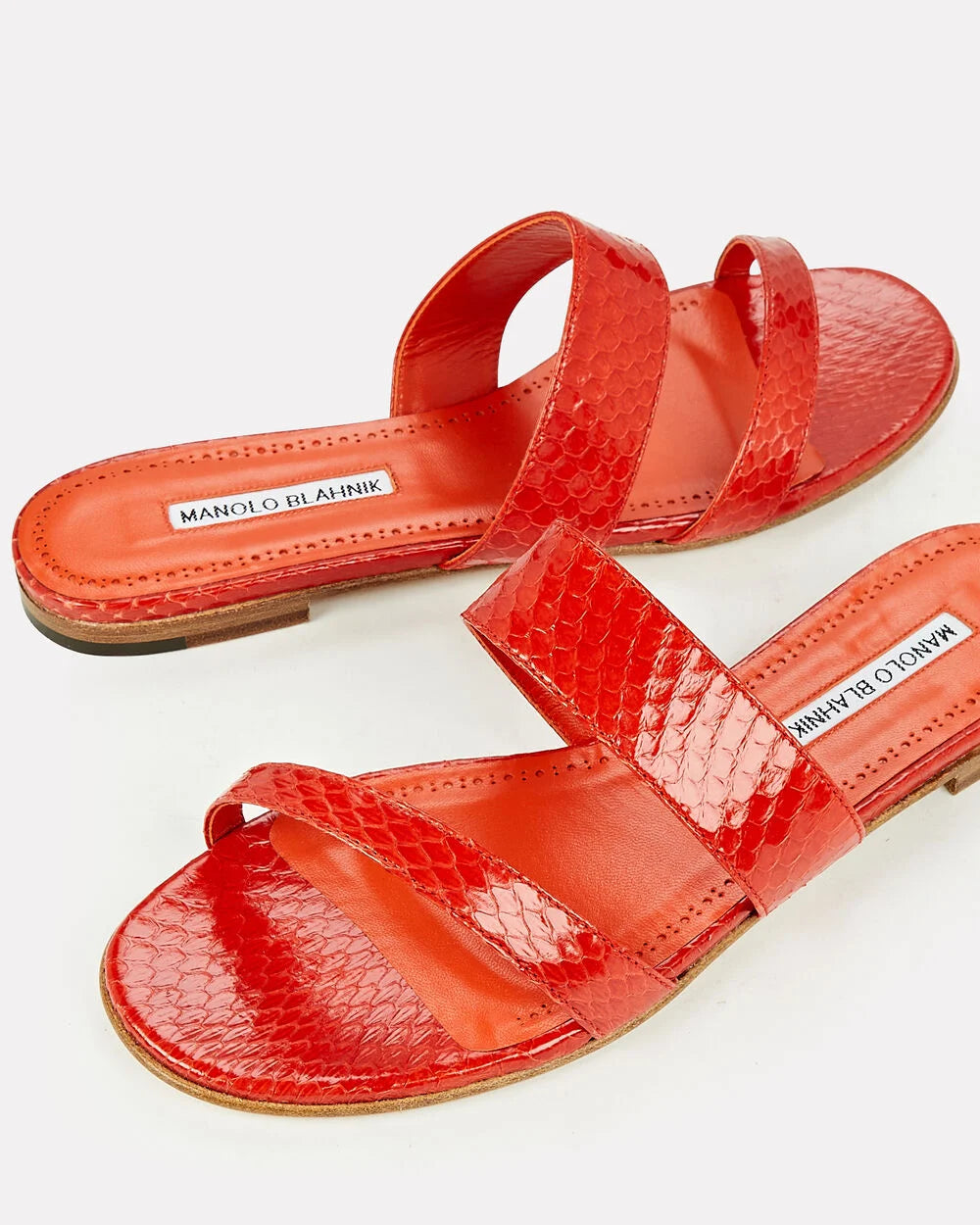 Intermix - Serrato Snake-Embossed Strappy Slide Sandals -