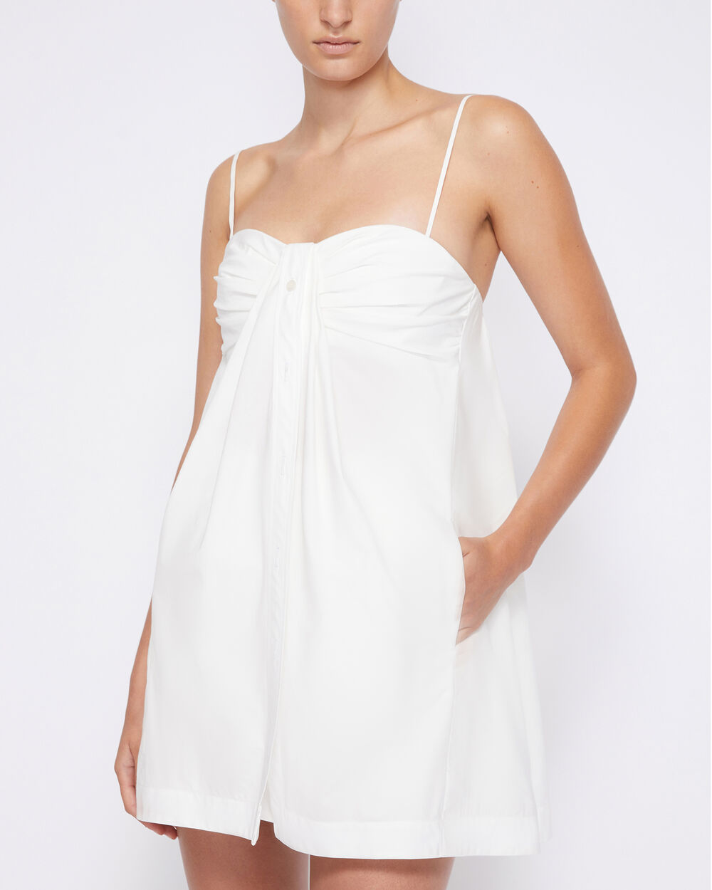 Intermix - KENDALL COTTON POPLIN TWISTED BUTTON FRONT DRESS -