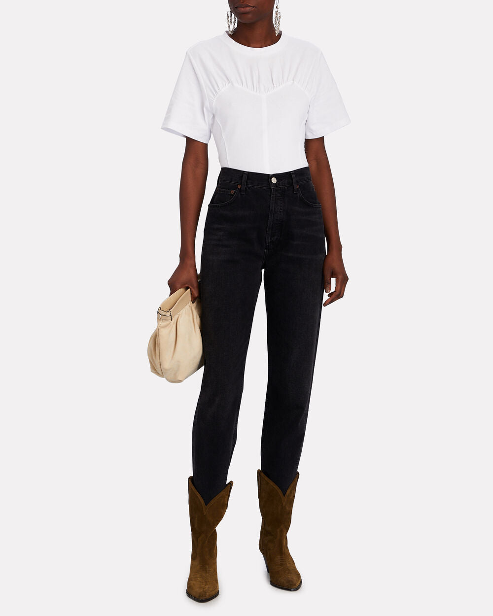 Intermix - Zazie Bustier-Detail Cotton T-Shirt -