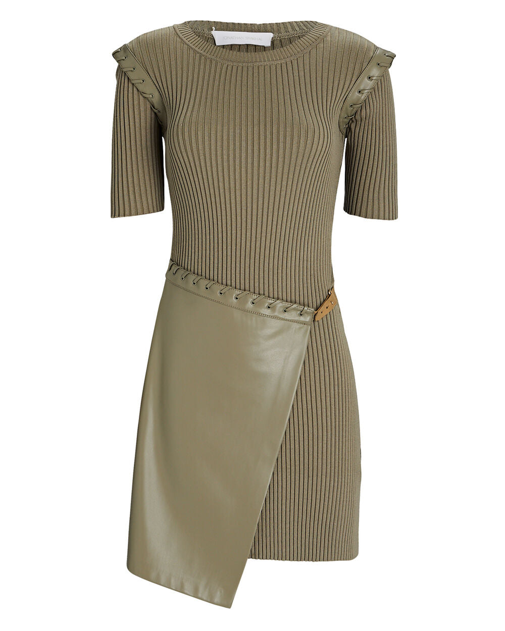 Intermix - Gianina Vegan Leather Rib Knit Mini Dress -