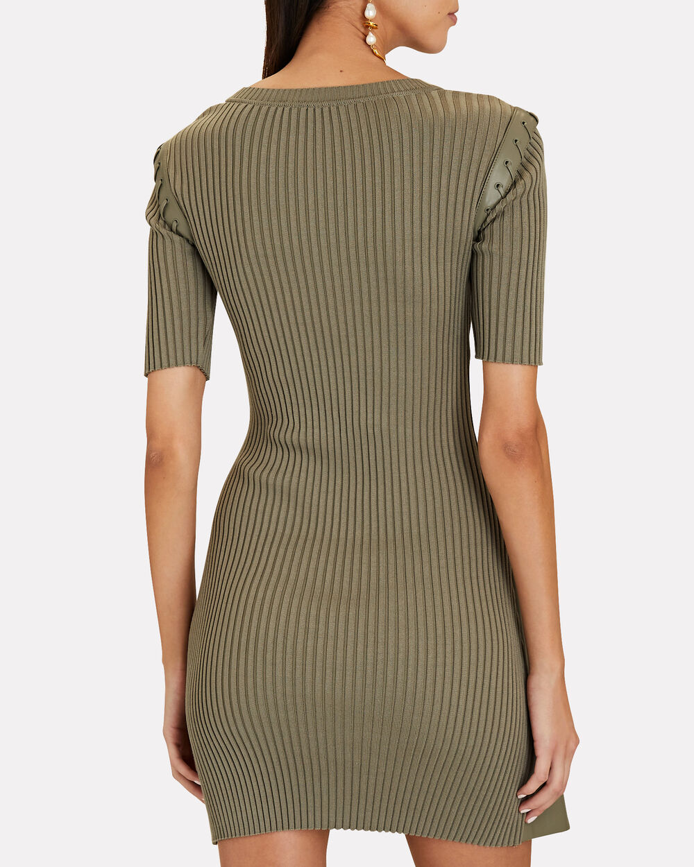 Intermix - Gianina Vegan Leather Rib Knit Mini Dress -