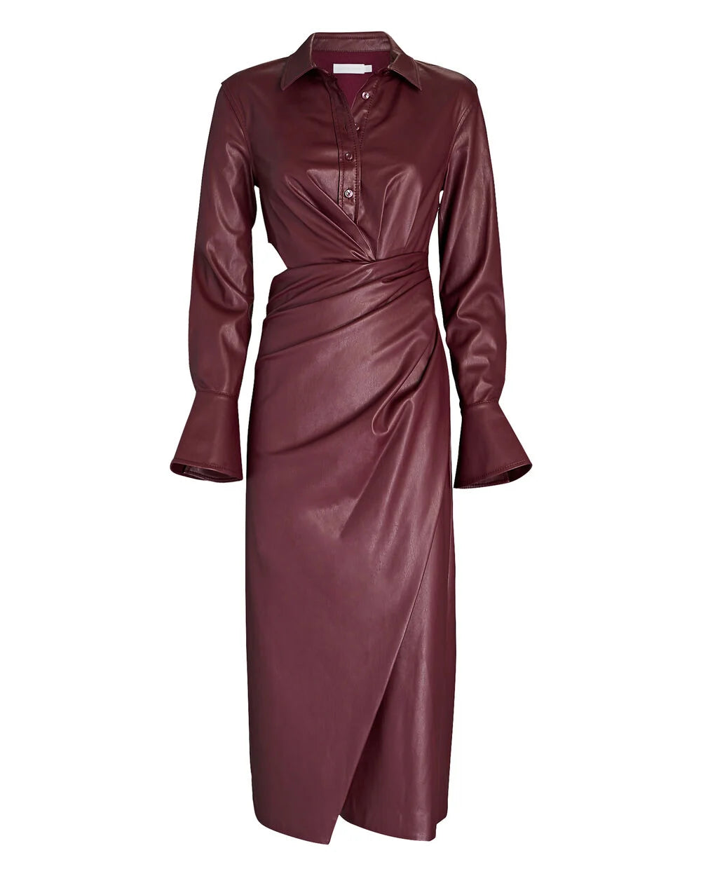Intermix - Mara Draped Vegan Leather Midi Dress -