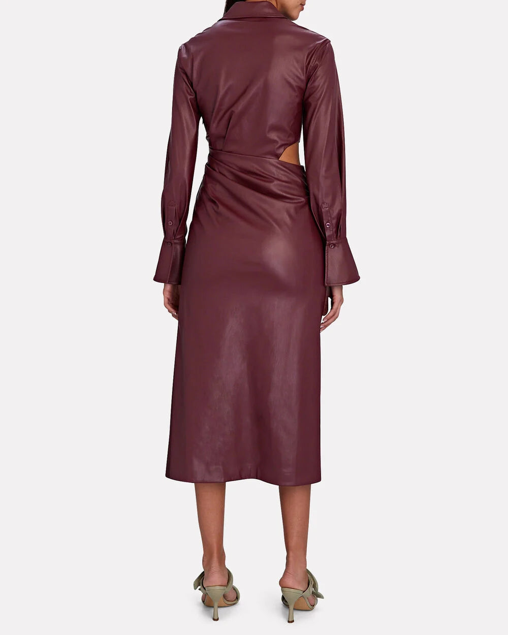 Intermix - Mara Draped Vegan Leather Midi Dress -
