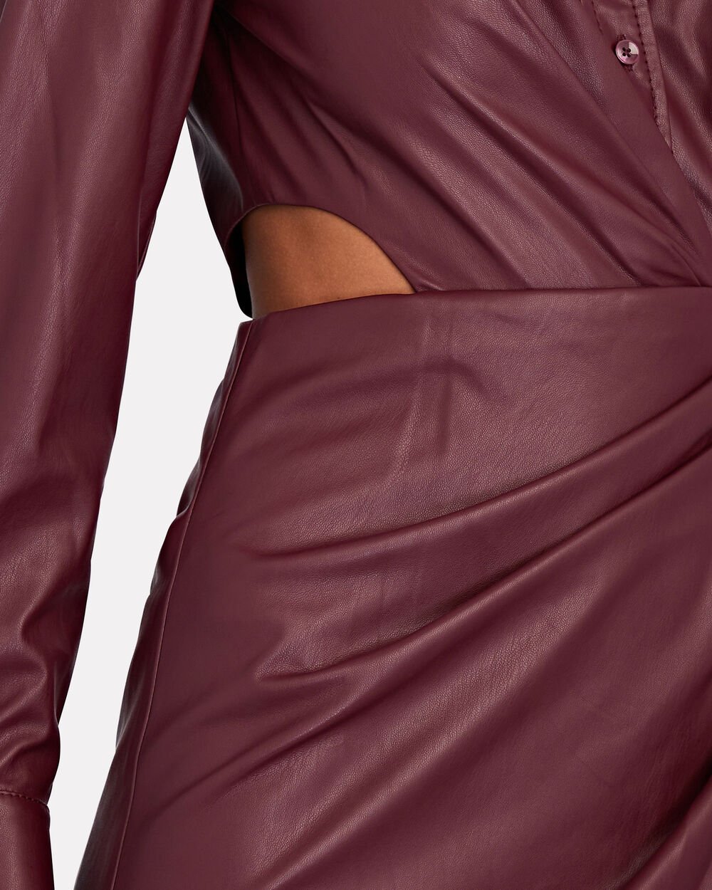 Intermix - Mara Draped Vegan Leather Midi Dress -