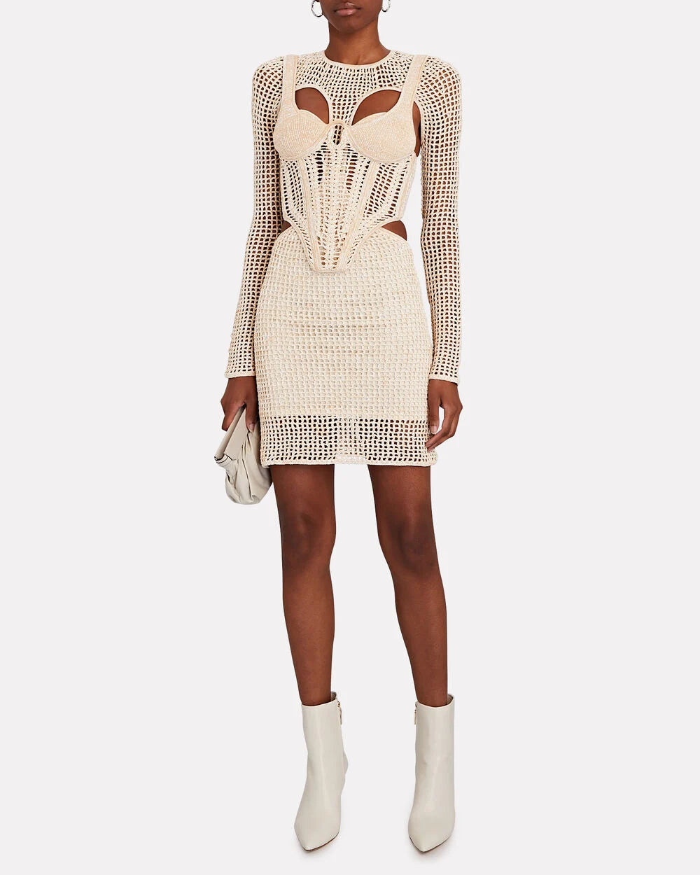 Intermix - Layered Crocheted Corset Mini Dress -
