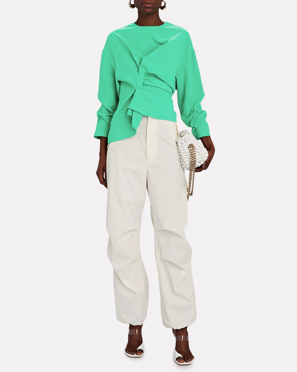 Intermix - Gathered Crepe Blouse -
