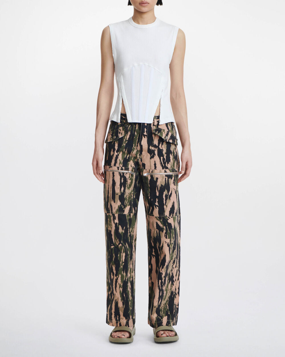 Intermix - Split Hem Corset Tank -