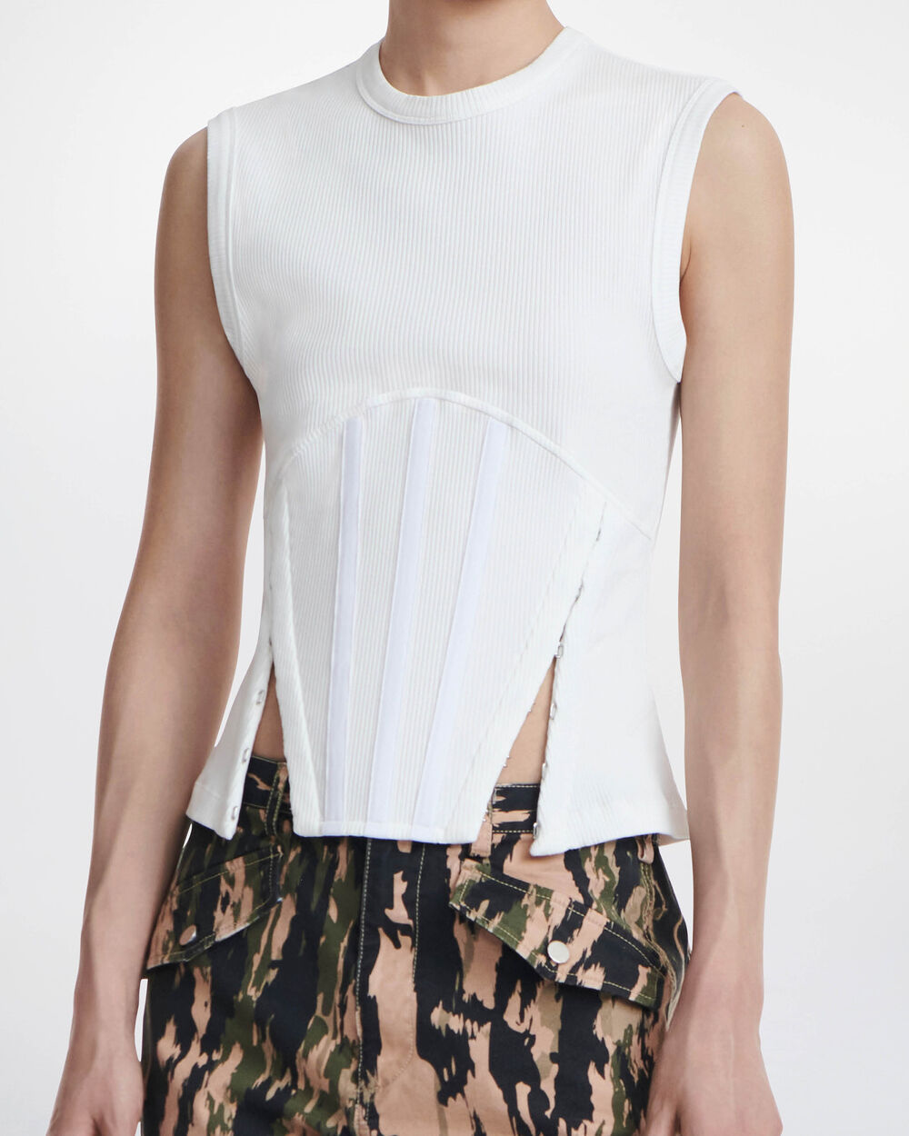 Intermix - Split Hem Corset Tank -