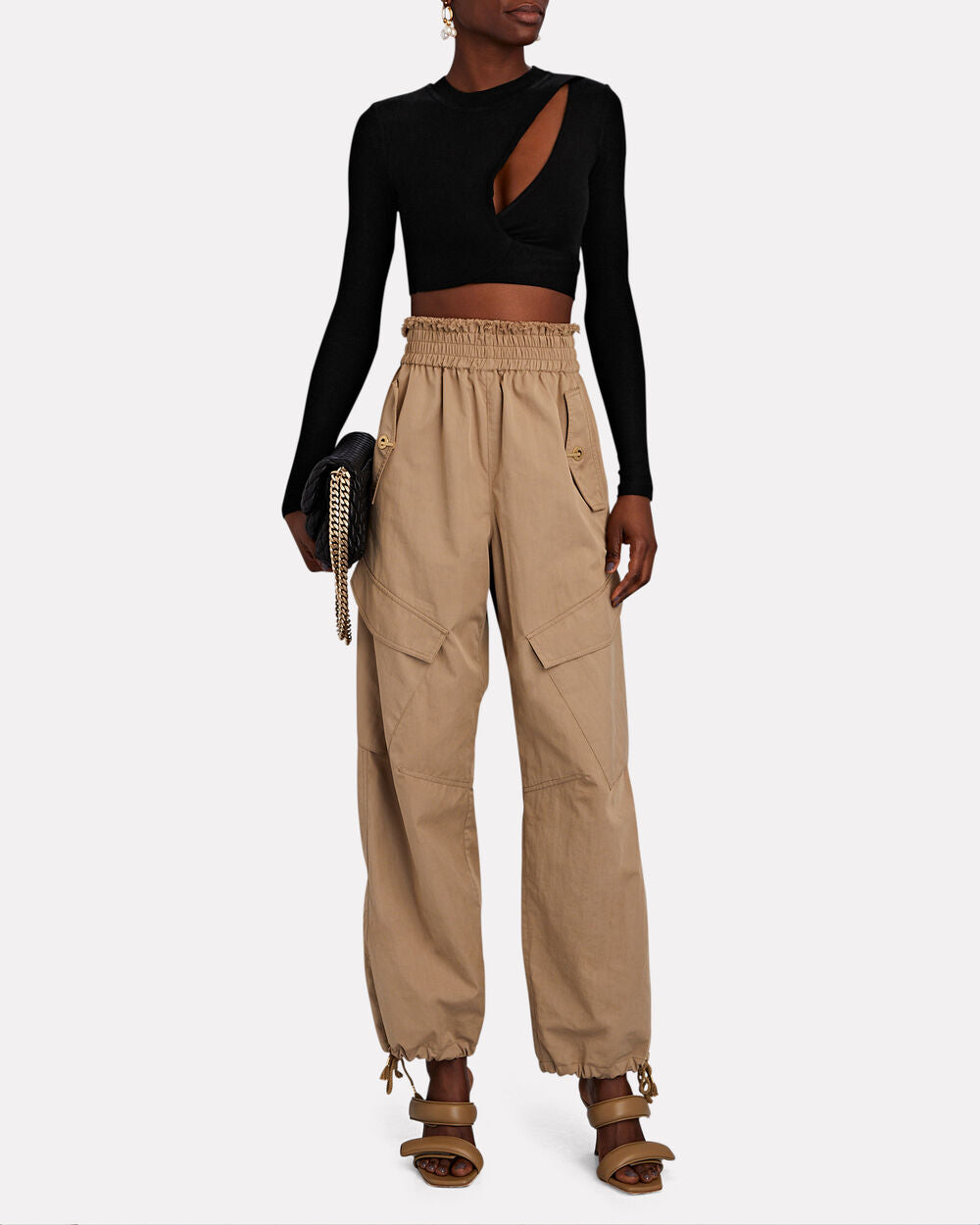 Intermix - Cut-Out Ribbed Knit Cropped Top -
