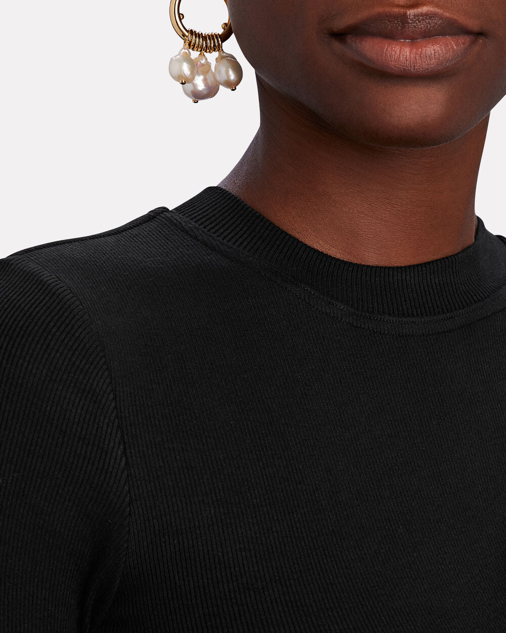 Intermix - Cut-Out Ribbed Knit Cropped Top -