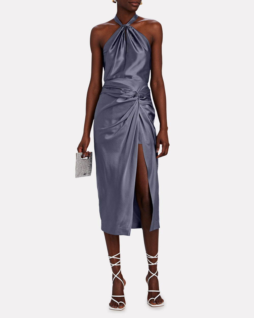 Intermix - Maxine Ruched Silk Midi Skirt -