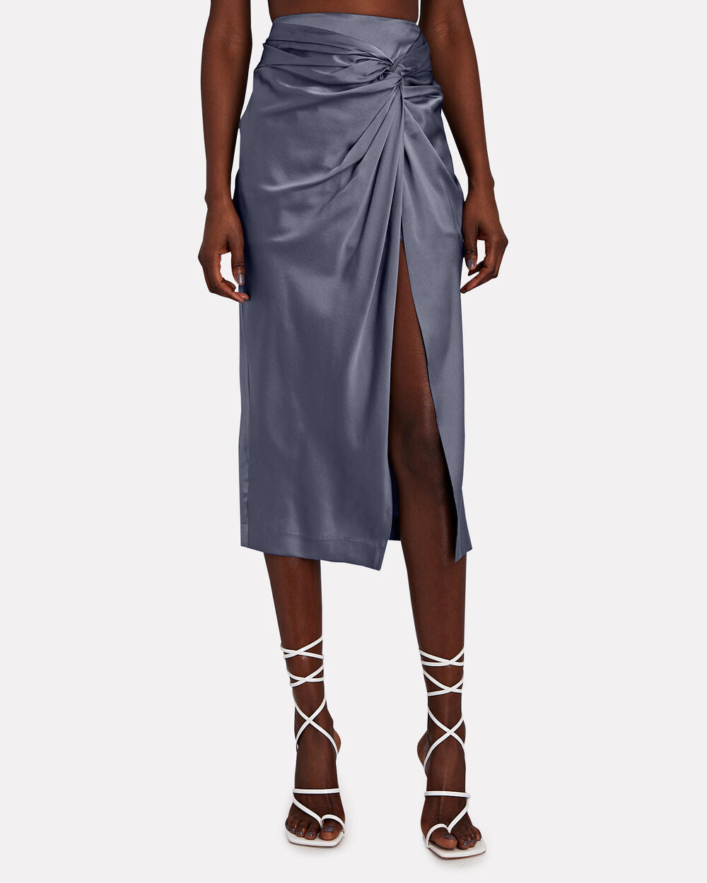 Intermix - Maxine Ruched Silk Midi Skirt -