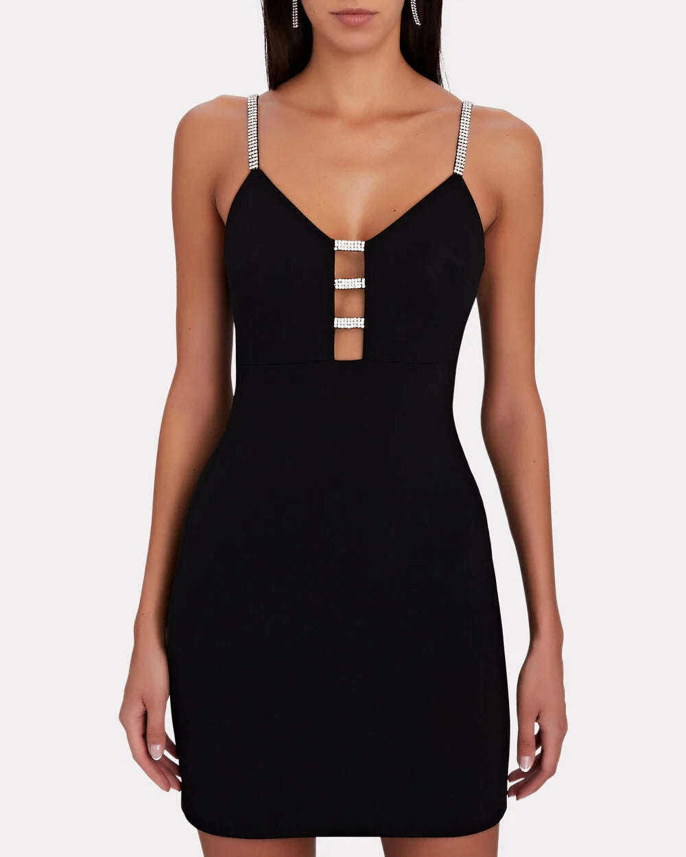 Intermix - Crystal-Embellished Crepe Mini Dress -
