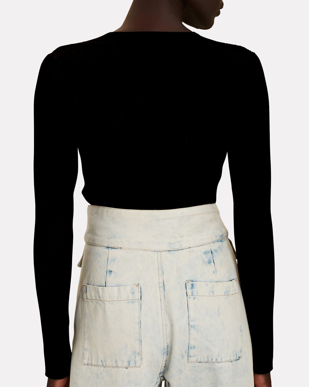Intermix - Jeni Lace-Up Rib Knit Top -