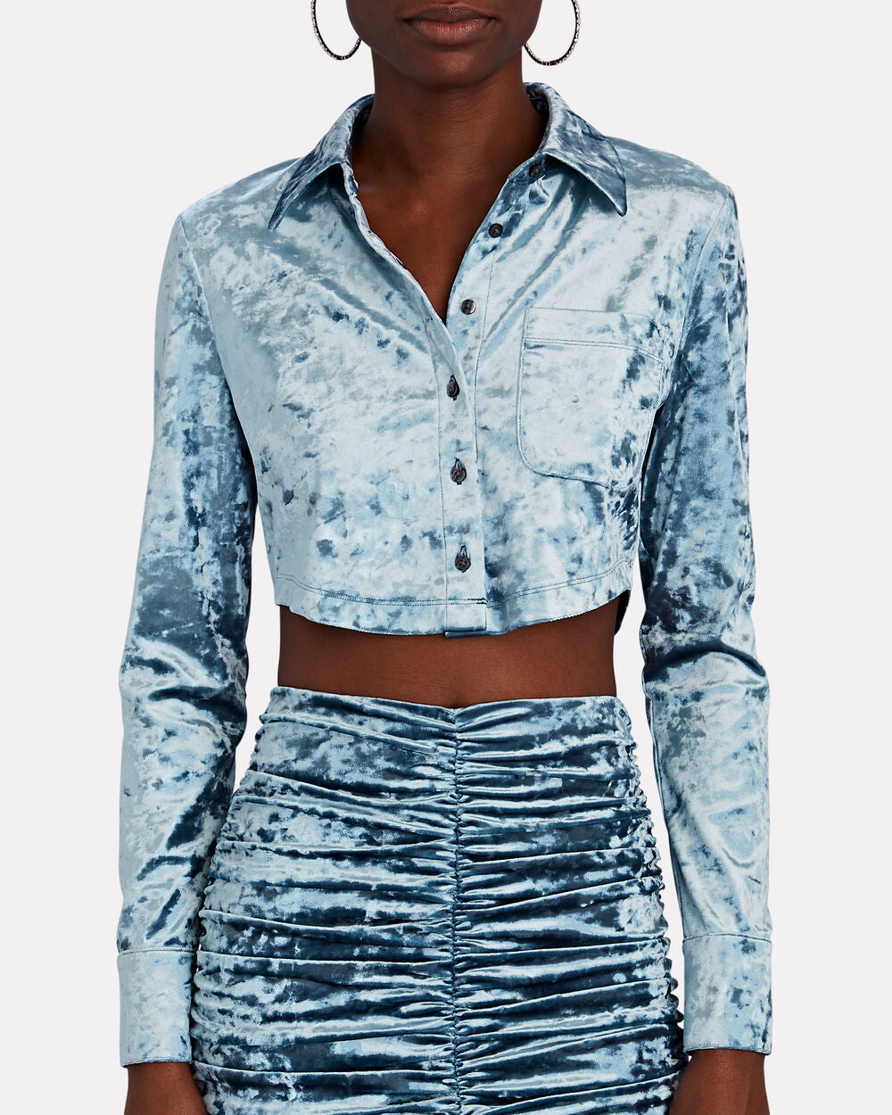 Intermix - Kat Cropped Crushed-Velvet Shirt -