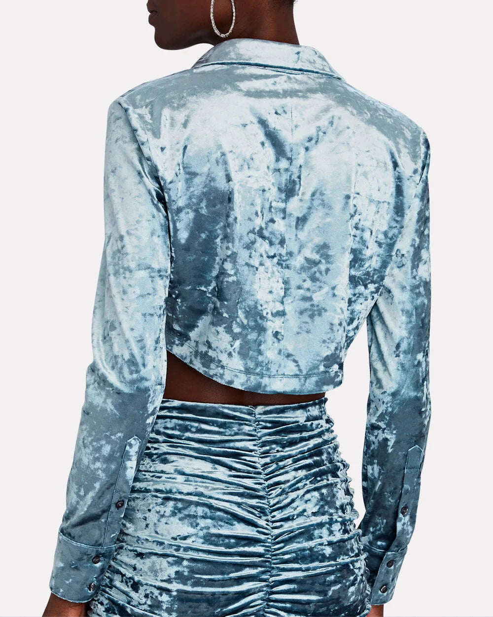 Intermix - Kat Cropped Crushed-Velvet Shirt -