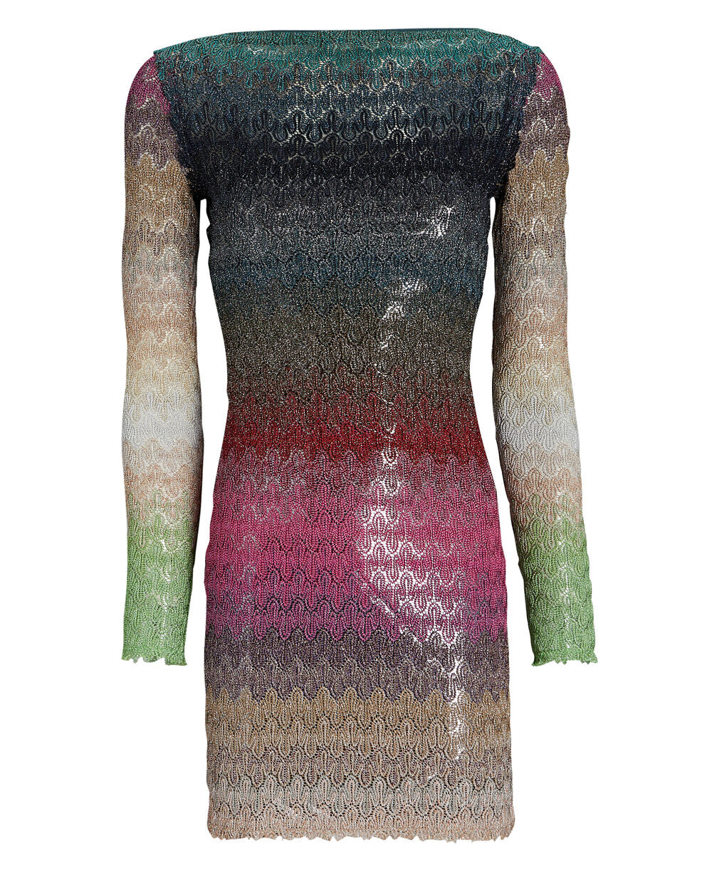 Intermix - Ombre Metallic Crochet Knit Mini Dress -