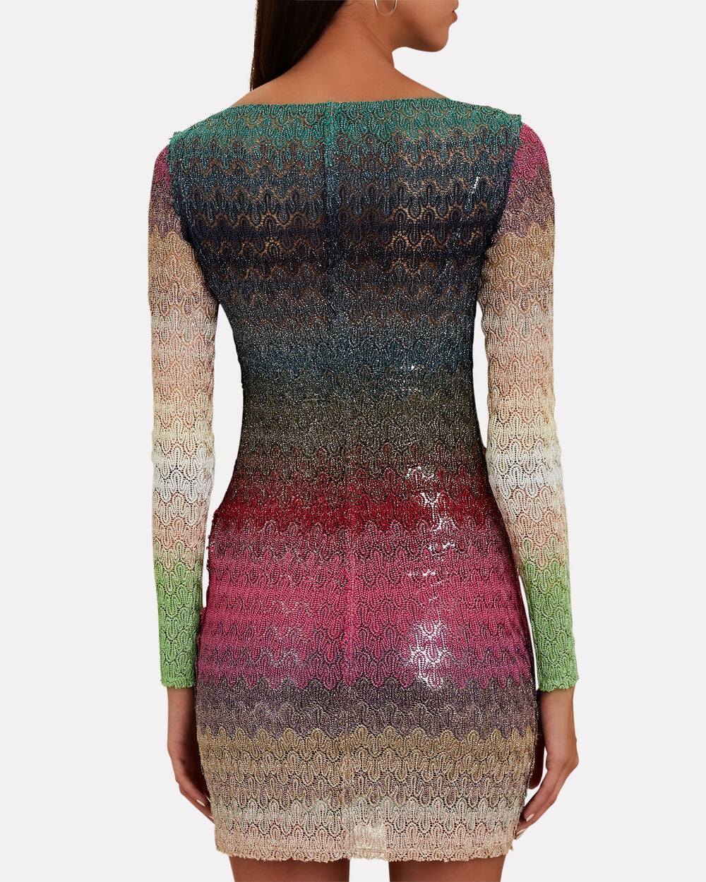 Intermix - Ombre Metallic Crochet Knit Mini Dress -