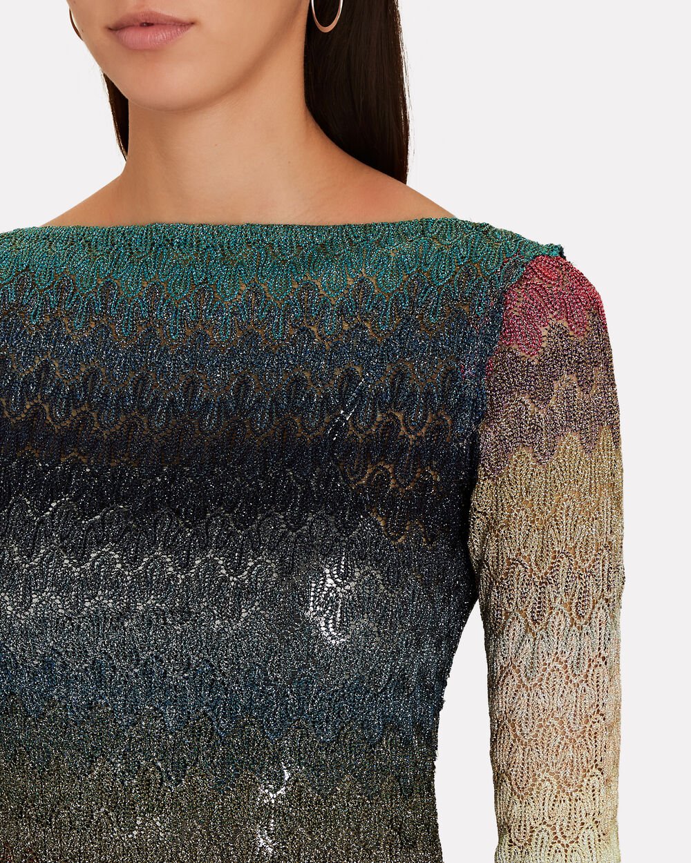 Intermix - Ombre Metallic Crochet Knit Mini Dress -