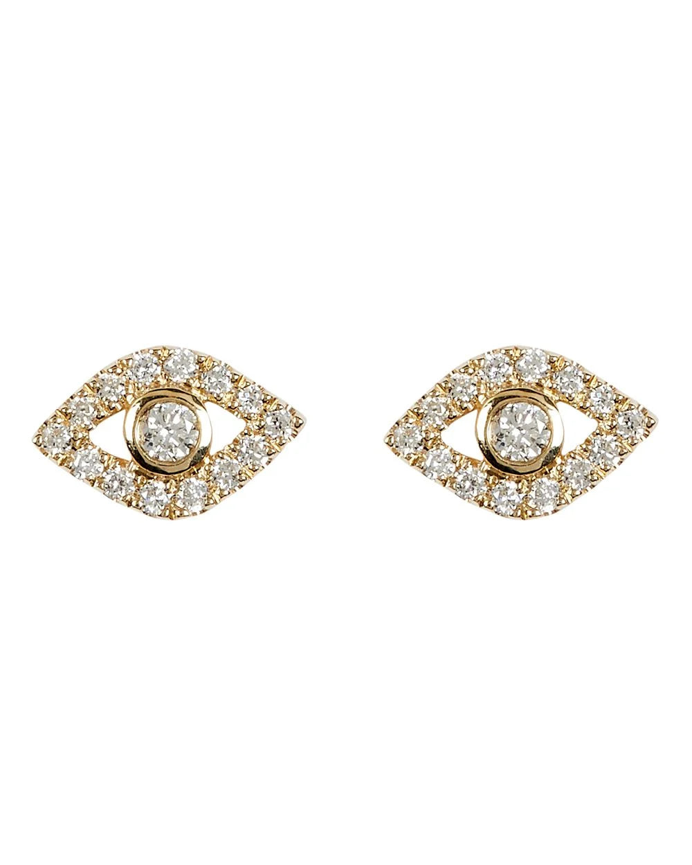 Intermix - Small Bezel Evil Eye Stud Earrings -