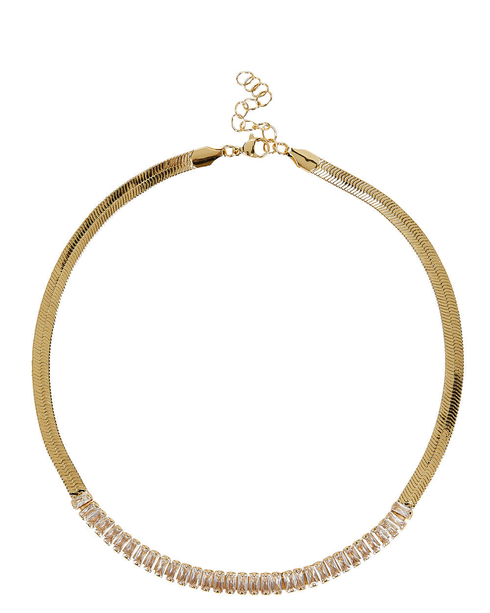 Intermix - Esme Crystal Herringbone Chain Necklace -