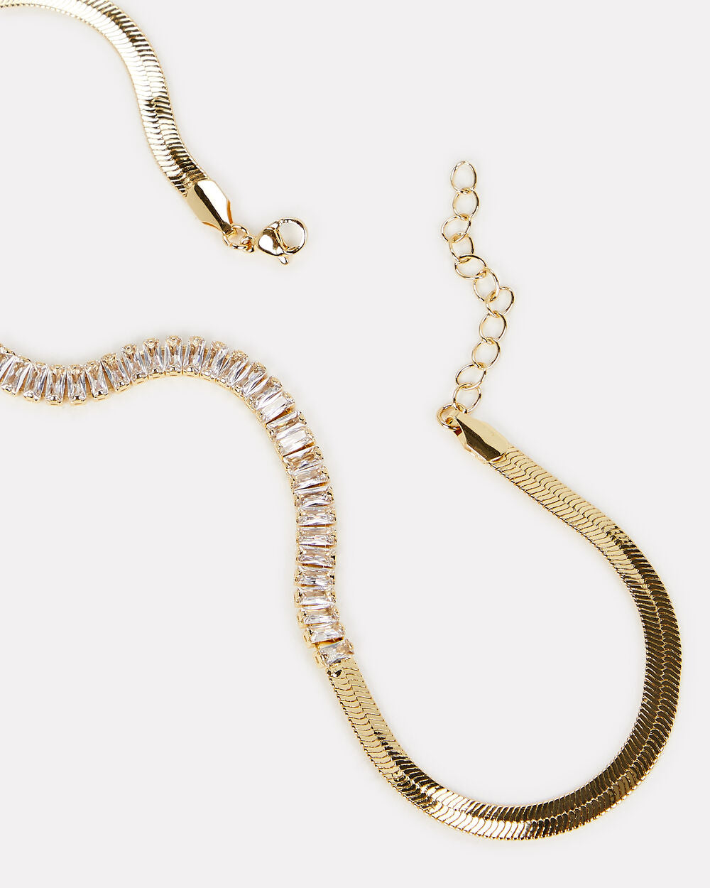 Intermix - Esme Crystal Herringbone Chain Necklace -