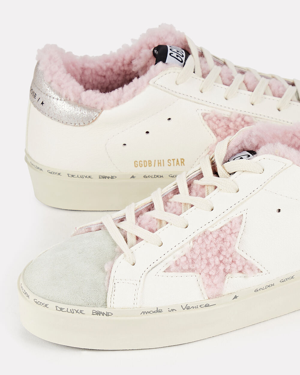 Intermix - Hi Star Shearling-Trimmed Leather Sneakers -