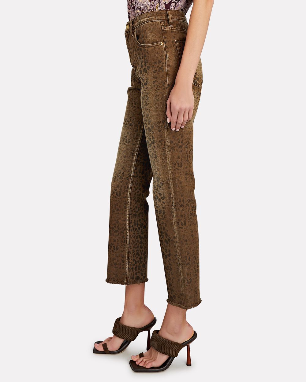 Intermix - Leopard Cropped Flare Jeans -