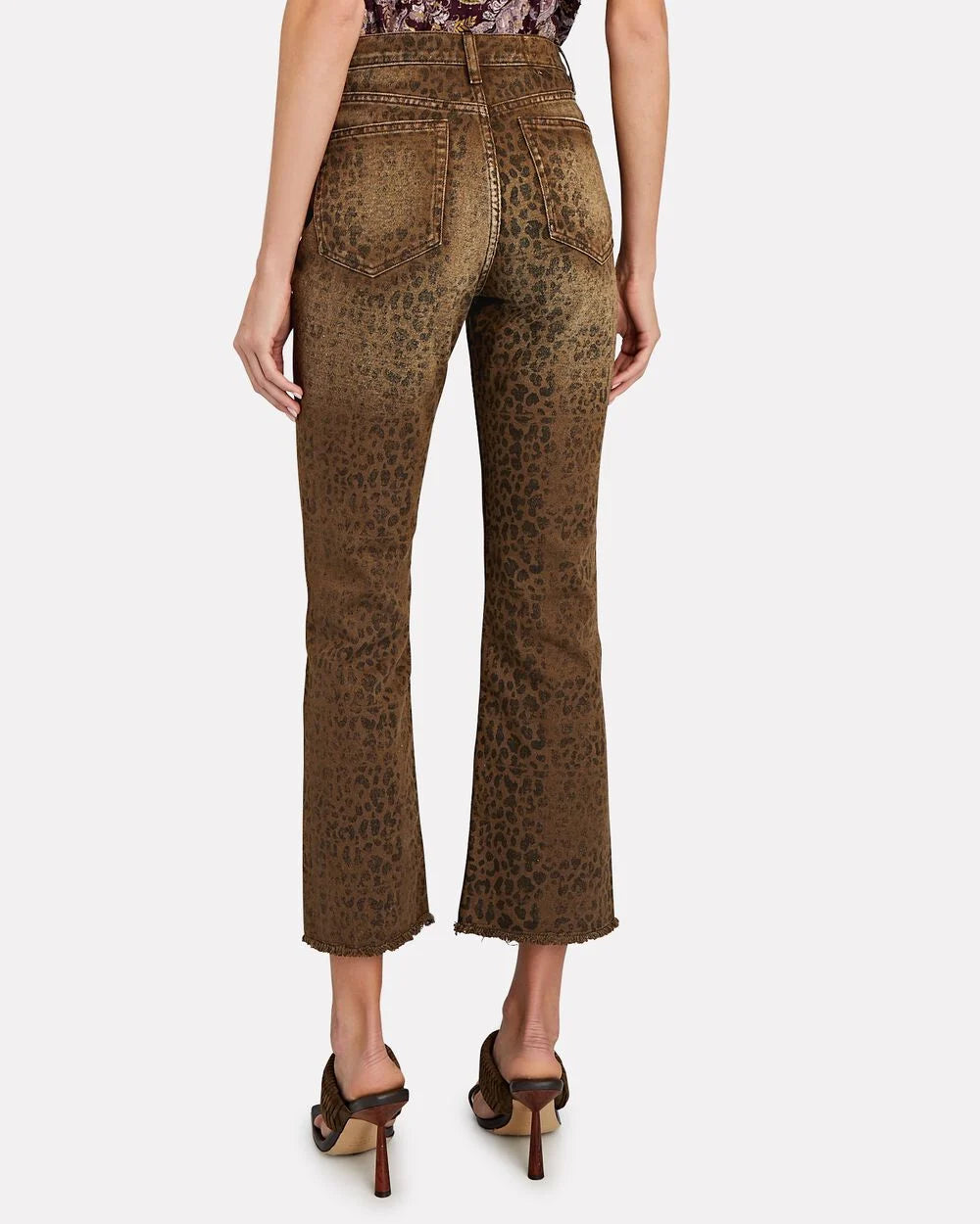 Intermix - Leopard Cropped Flare Jeans -