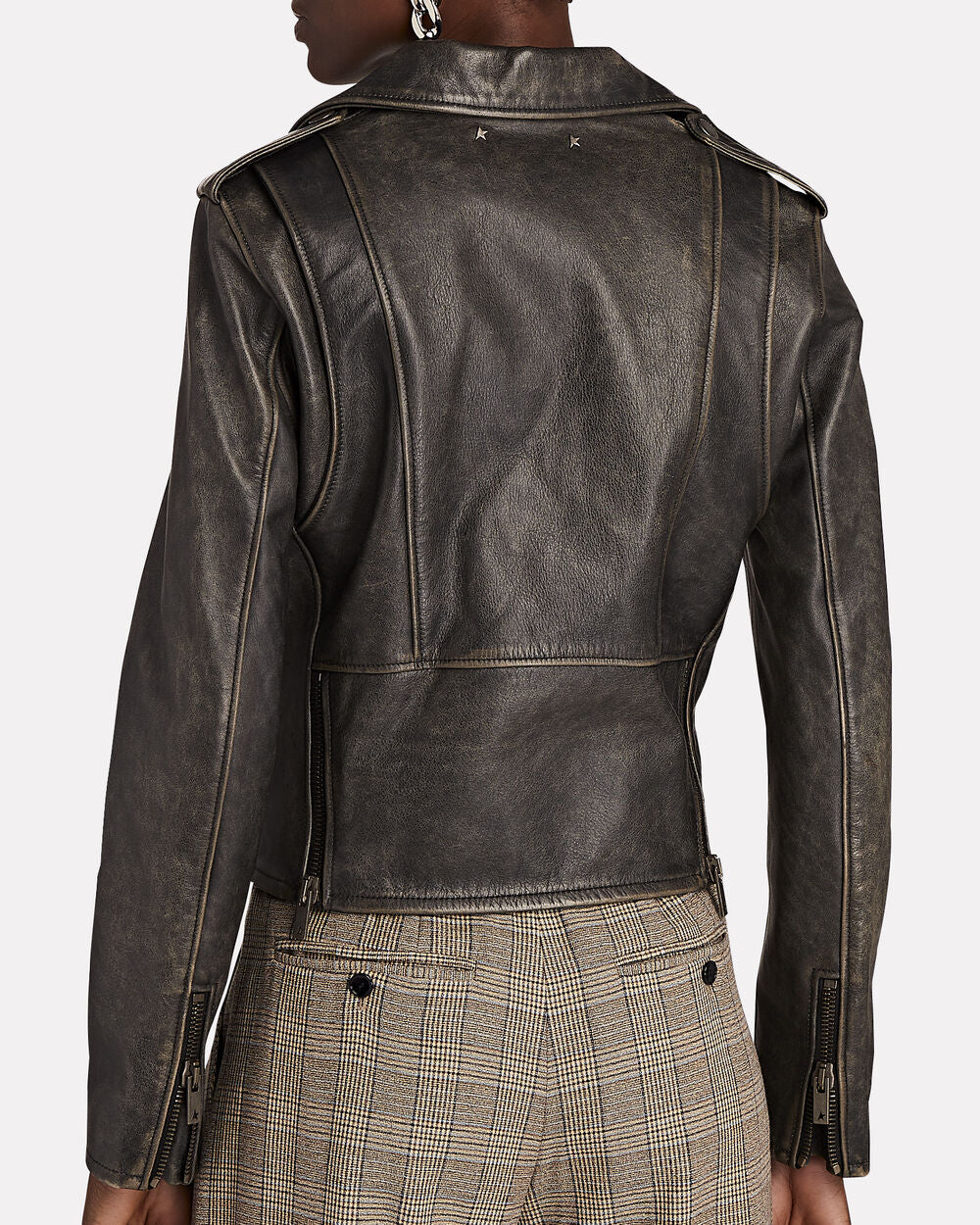 Intermix - Distressed Leather Moto Jacket -