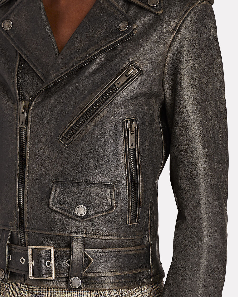 Intermix - Distressed Leather Moto Jacket -