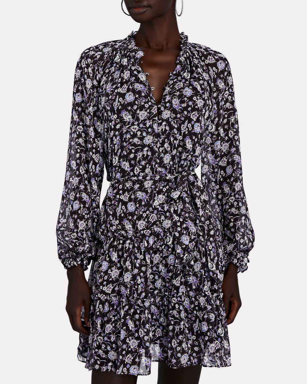 intermix mini dresses Sage Belted Floral Linen Mini Dress