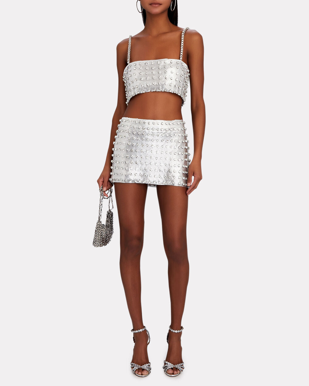 Intermix - Kauren Crystal-Embellished Chainmail Crop Top -