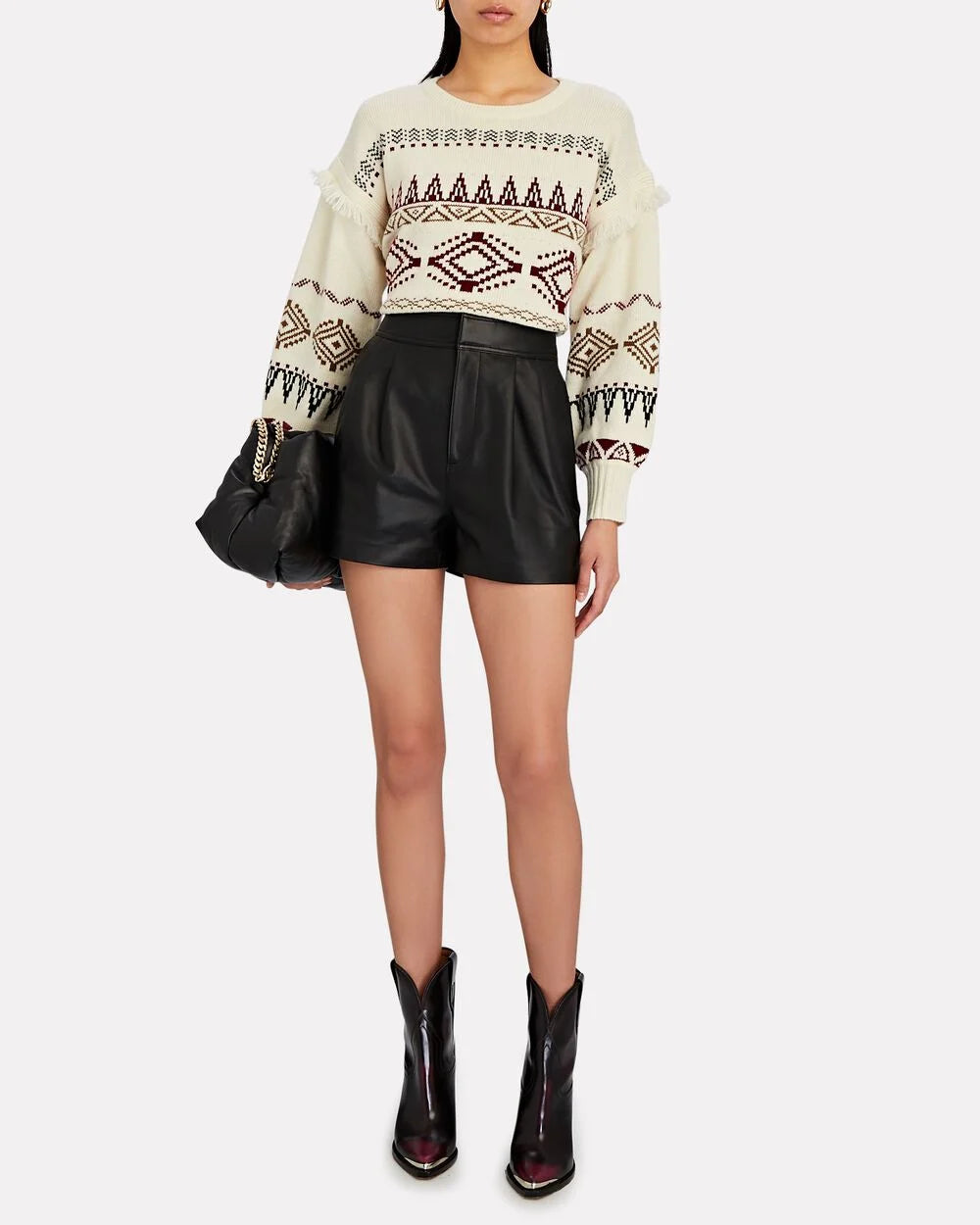 Intermix - Remi Pleated Leather Shorts -