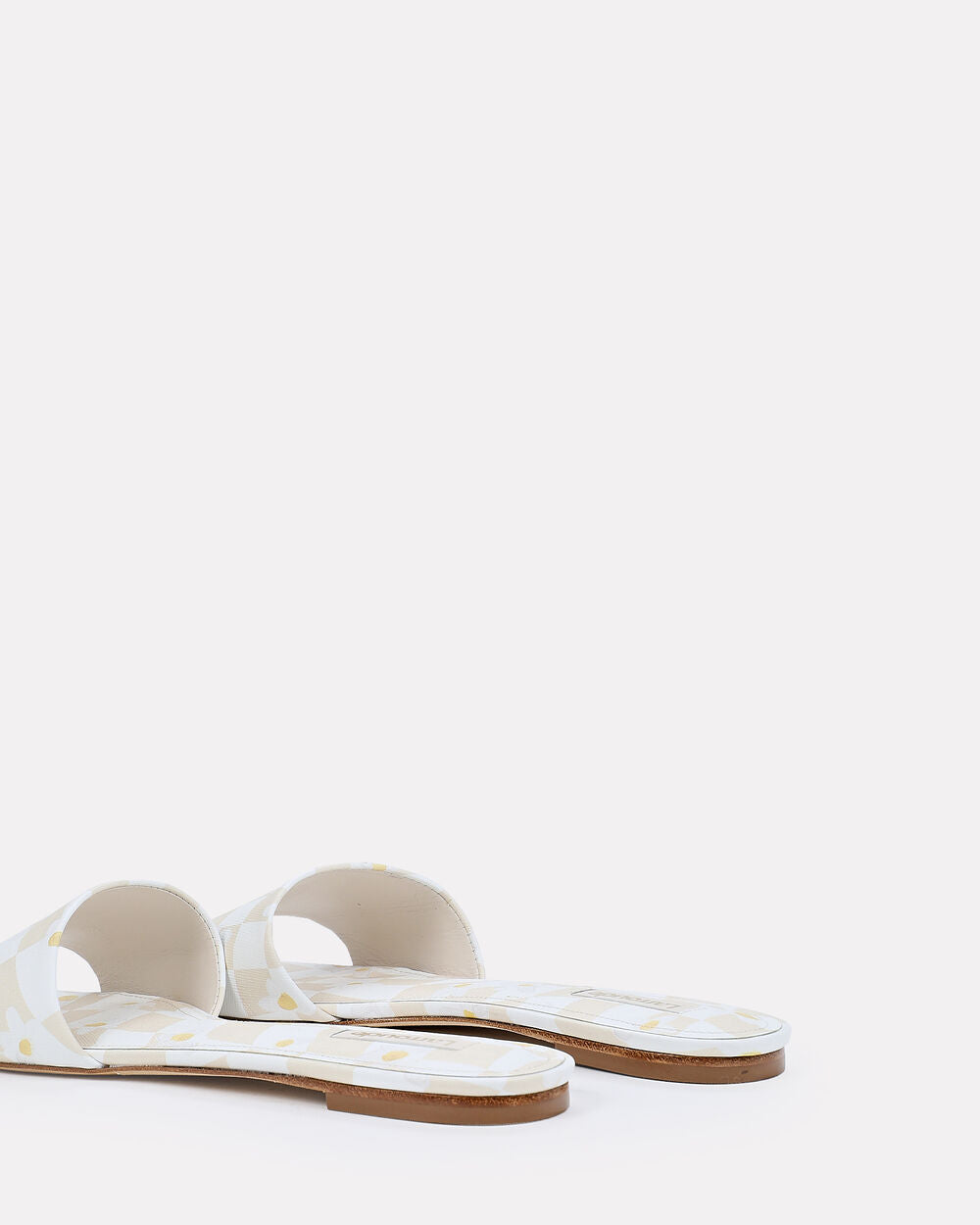 Intermix - Ivy Checker Print Leather Slide Sandals -