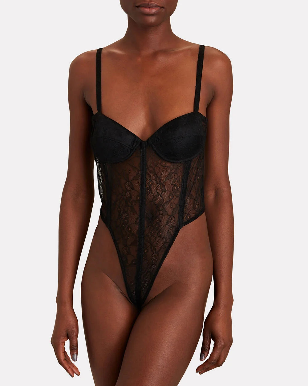 下着・アンダーウェア ESTHE / Sheer lace gathered bodysuit Sheer Lace Bodysuit | Intermix US