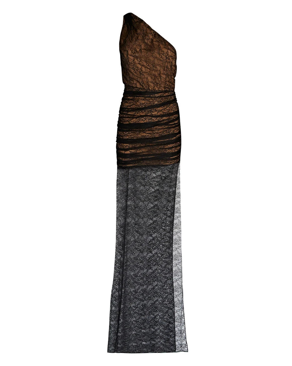Intermix - Backless One-Shoulder Lace Gown -