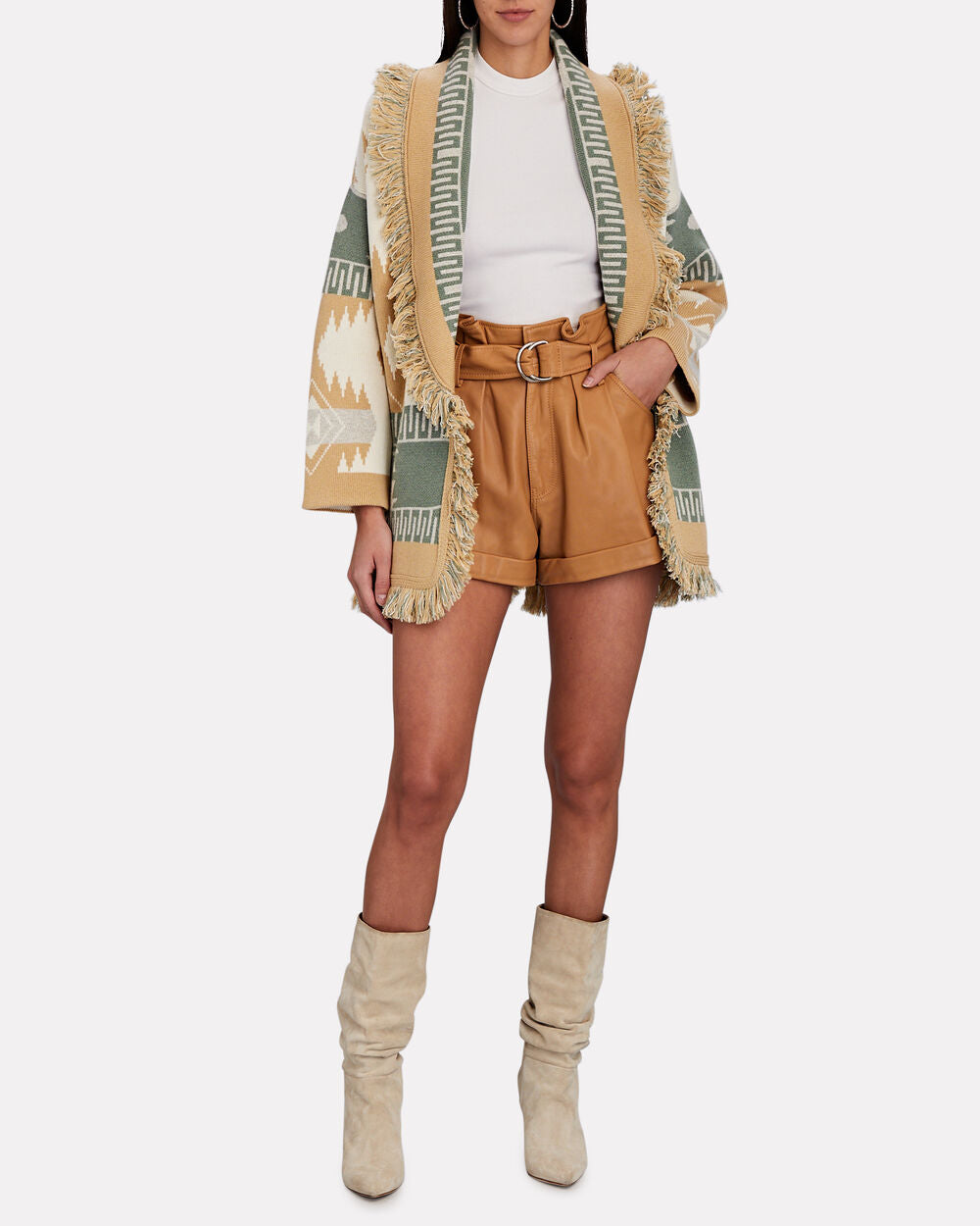 Intermix - Icon Fringed Cashmere-Jacquard Cardigan -