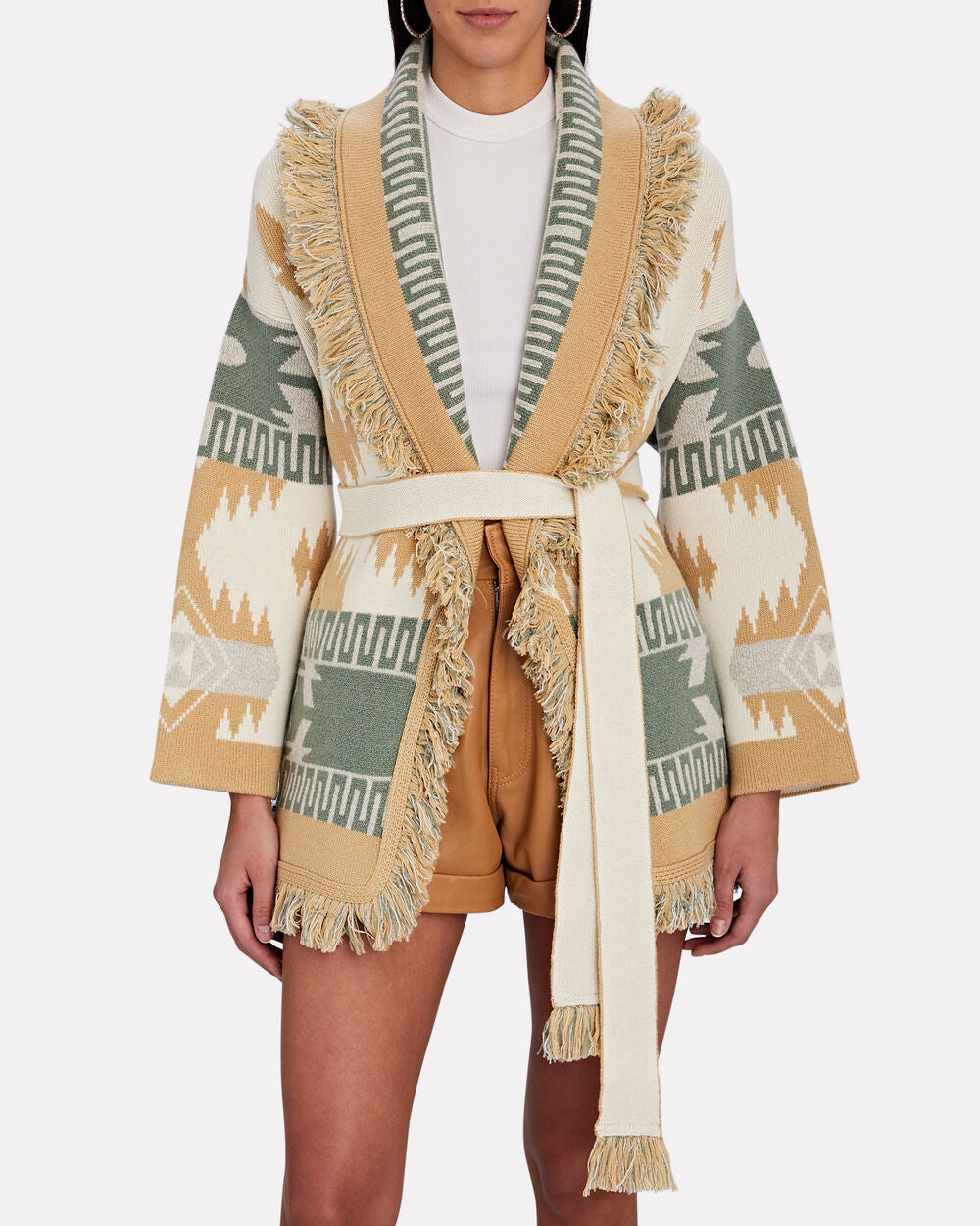 Intermix - Icon Fringed Cashmere-Jacquard Cardigan -