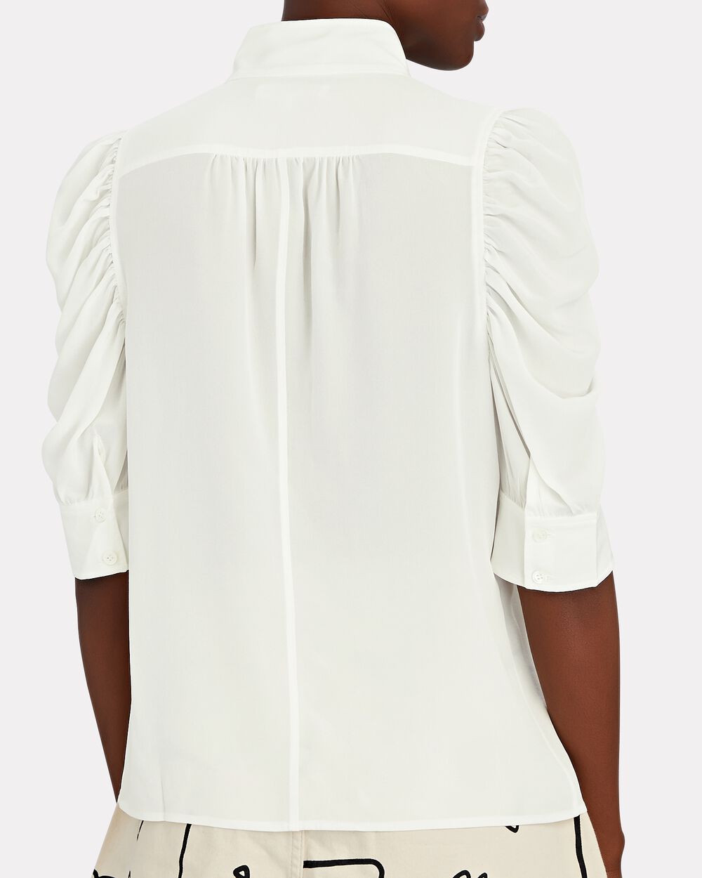 Intermix - Gillian Puff Sleeve Silk Shirt -
