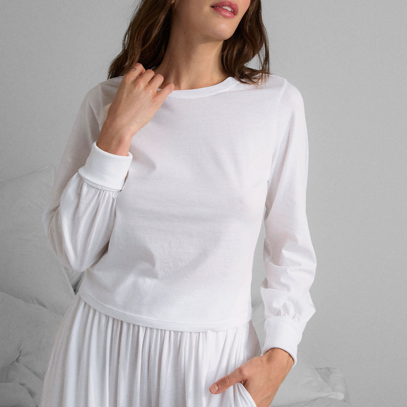 Intermix - Organic Pima Crew Neck Long Sleeve -