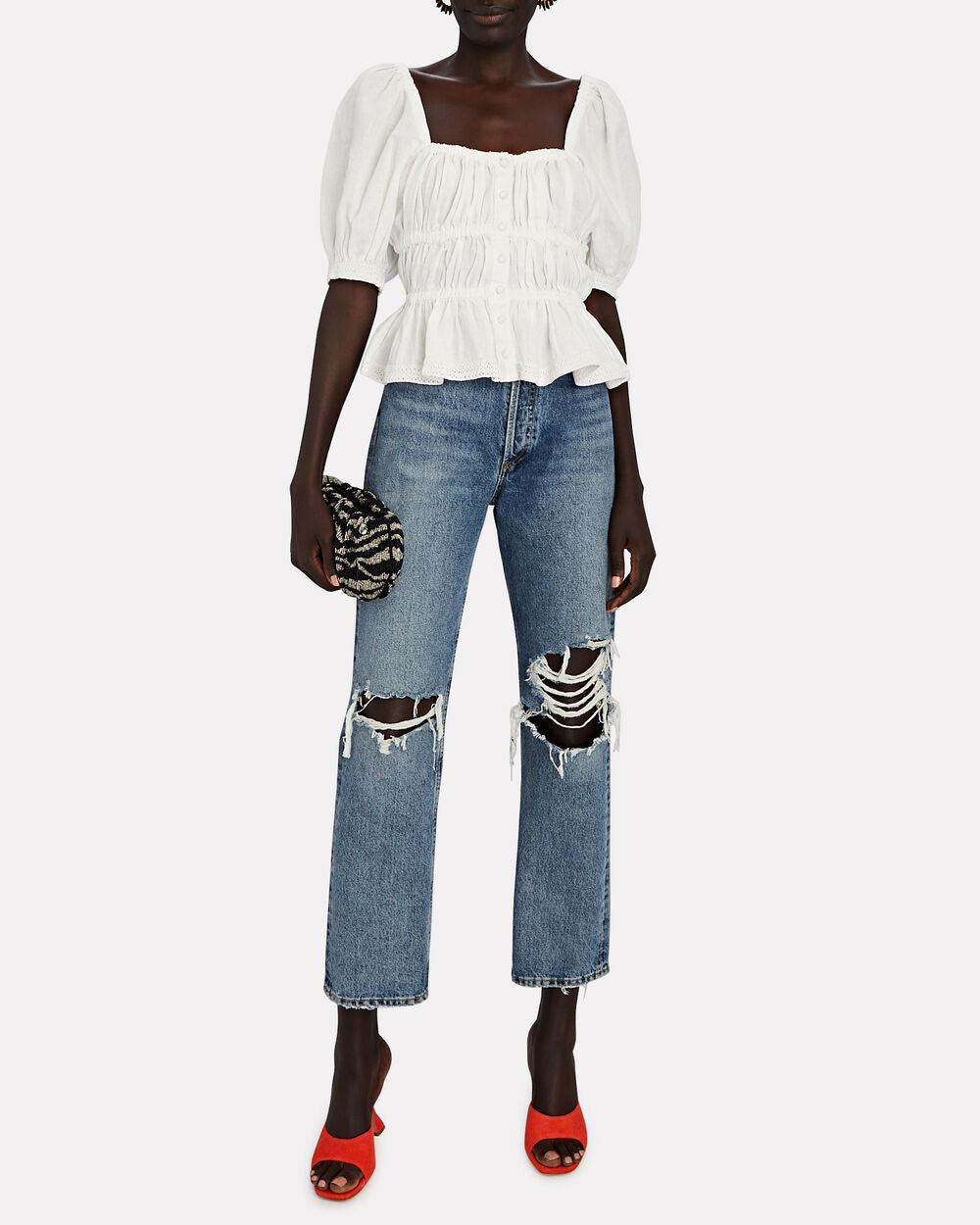 Intermix - Harley Crochet-Trimmed Linen Top -