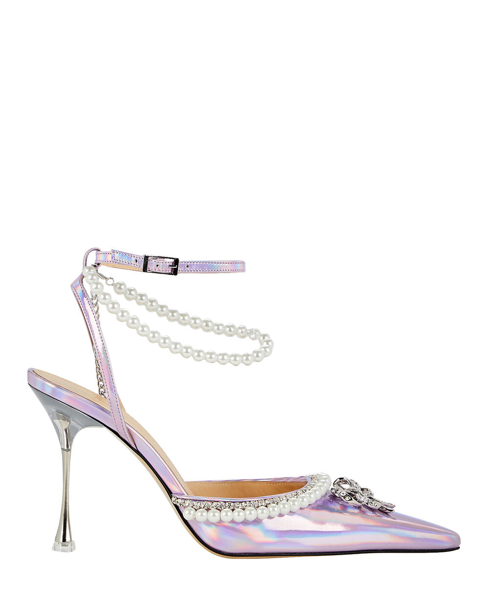 Intermix - Pearl-Embellished Satin Bow-Heel Sandals -