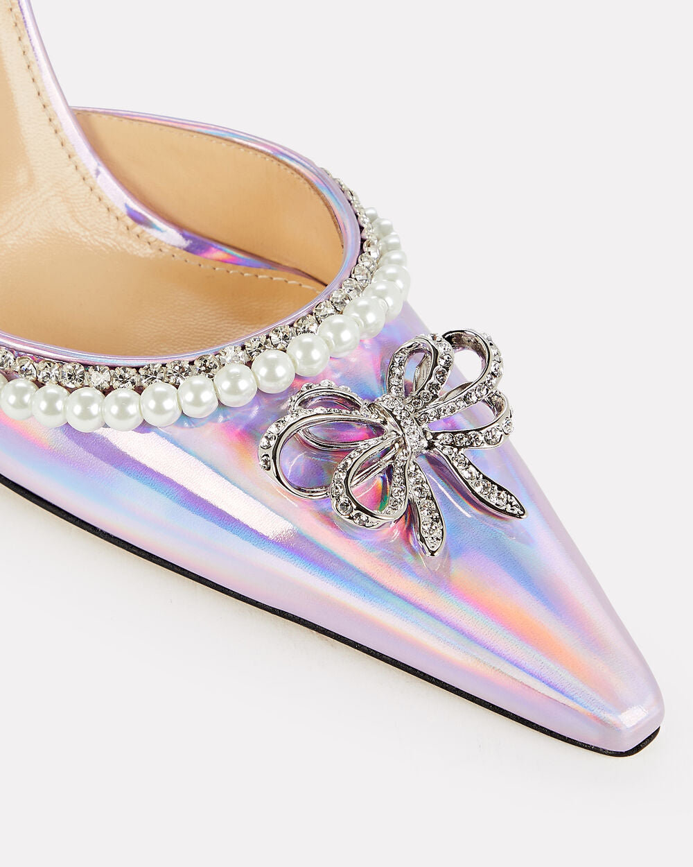 Intermix - Pearl-Embellished Satin Bow-Heel Sandals -